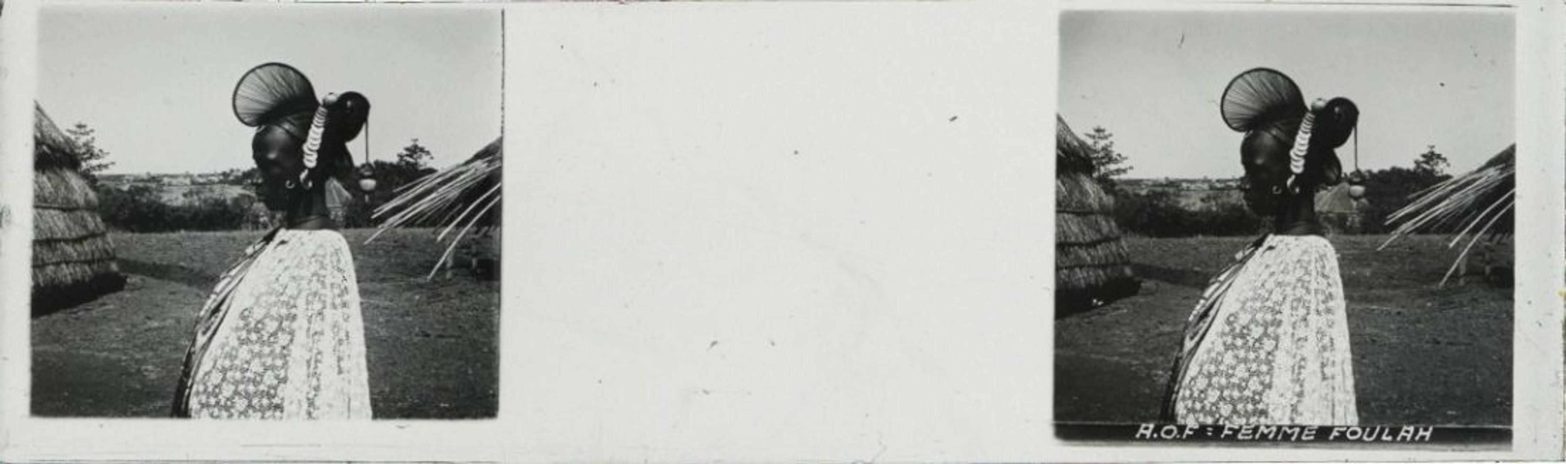 A.O.F. Femme Foulah. Photo. stéréoscopique de l’Exposition universelle de 1900 – coll. muséum, MHNT.PH.2014.1.1.51.1